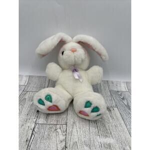 Gallerie Easter Bunny Rabbit Plush Stuffed Animal Toy Shiny Carrot Feet W/ Bow